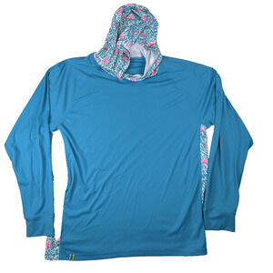 Chubbies Swim Shirt Hooded Blue Long Sleeve Domingoes Flamingos Men's Size XXL